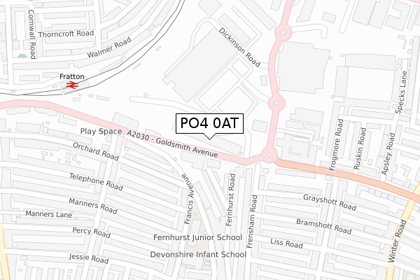 PO4 0AT map - large scale - OS Open Zoomstack (Ordnance Survey) PO4 0AT map - large scale - OS Open Zoomstack (Ordnance Survey)