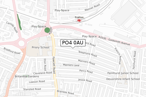 PO4 0AU map - large scale - OS Open Zoomstack (Ordnance Survey) PO4 0AU map - large scale - OS Open Zoomstack (Ordnance Survey)