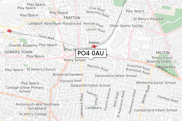 PO4 0AU map - small scale - OS Open Zoomstack (Ordnance Survey) PO4 0AU map - small scale - OS Open Zoomstack (Ordnance Survey)