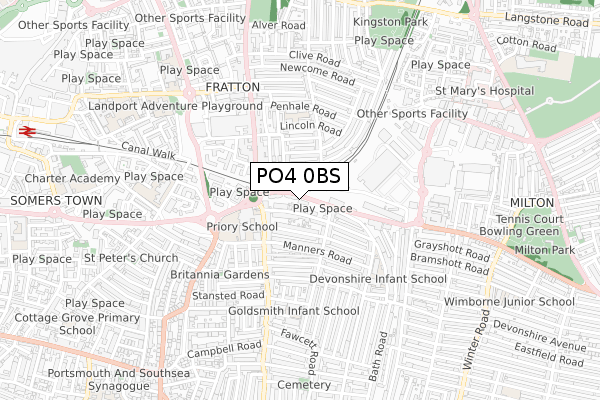 PO4 0BS map - small scale - OS Open Zoomstack (Ordnance Survey) PO4 0BS map - small scale - OS Open Zoomstack (Ordnance Survey)