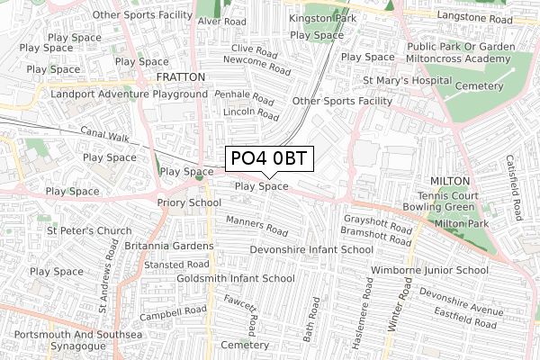 PO4 0BT map - small scale - OS Open Zoomstack (Ordnance Survey) PO4 0BT map - small scale - OS Open Zoomstack (Ordnance Survey)