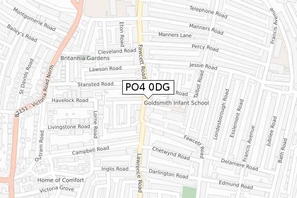 PO4 0DG map - large scale - OS Open Zoomstack (Ordnance Survey) PO4 0DG map - large scale - OS Open Zoomstack (Ordnance Survey)