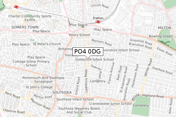 PO4 0DG map - small scale - OS Open Zoomstack (Ordnance Survey) PO4 0DG map - small scale - OS Open Zoomstack (Ordnance Survey)