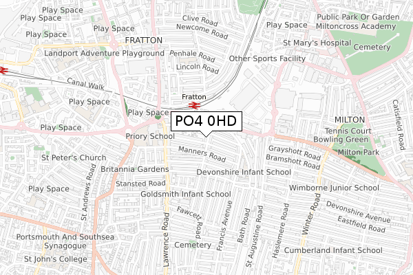 PO4 0HD map - small scale - OS Open Zoomstack (Ordnance Survey) PO4 0HD map - small scale - OS Open Zoomstack (Ordnance Survey)
