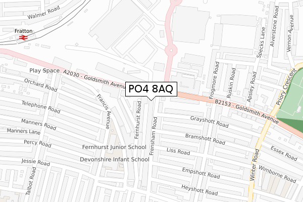 PO4 8AQ map - large scale - OS Open Zoomstack (Ordnance Survey)
