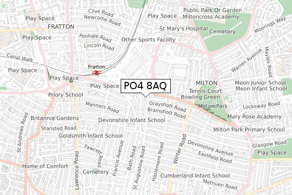 PO4 8AQ map - small scale - OS Open Zoomstack (Ordnance Survey)