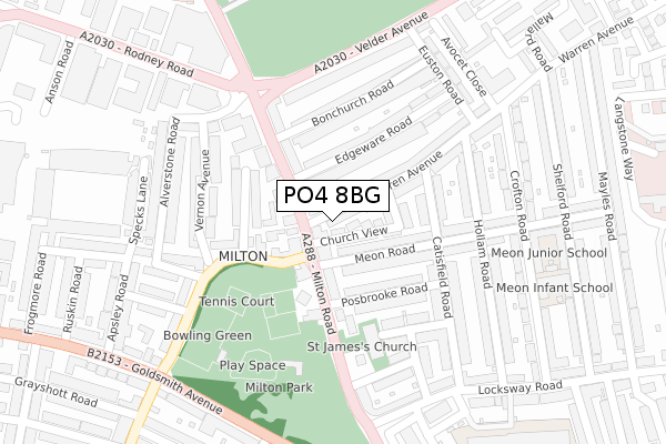 PO4 8BG map - large scale - OS Open Zoomstack (Ordnance Survey)