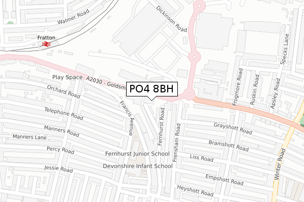 PO4 8BH map - large scale - OS Open Zoomstack (Ordnance Survey) PO4 8BH map - large scale - OS Open Zoomstack (Ordnance Survey)