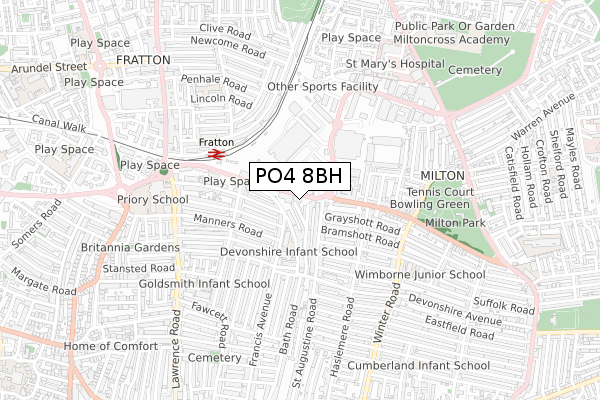 PO4 8BH map - small scale - OS Open Zoomstack (Ordnance Survey) PO4 8BH map - small scale - OS Open Zoomstack (Ordnance Survey)
