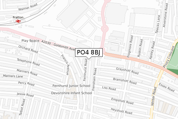 PO4 8BJ map - large scale - OS Open Zoomstack (Ordnance Survey)
