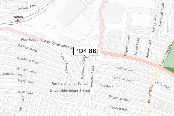 PO4 8BJ map - large scale - OS Open Zoomstack (Ordnance Survey) PO4 8BJ map - large scale - OS Open Zoomstack (Ordnance Survey)