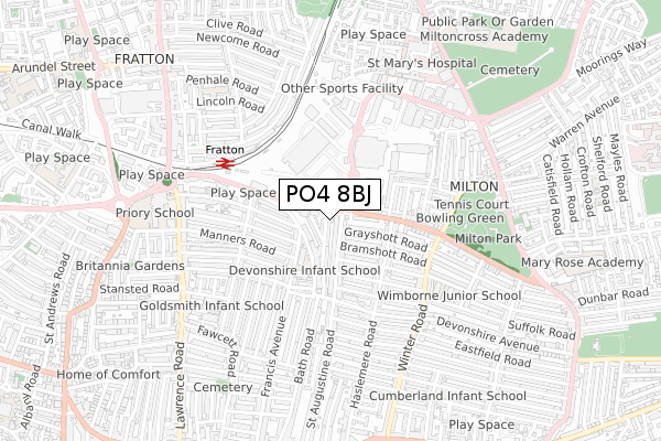 PO4 8BJ map - small scale - OS Open Zoomstack (Ordnance Survey) PO4 8BJ map - small scale - OS Open Zoomstack (Ordnance Survey)