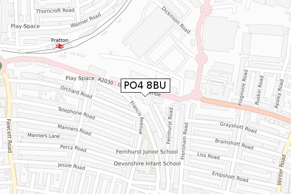 PO4 8BU map - large scale - OS Open Zoomstack (Ordnance Survey) PO4 8BU map - large scale - OS Open Zoomstack (Ordnance Survey)