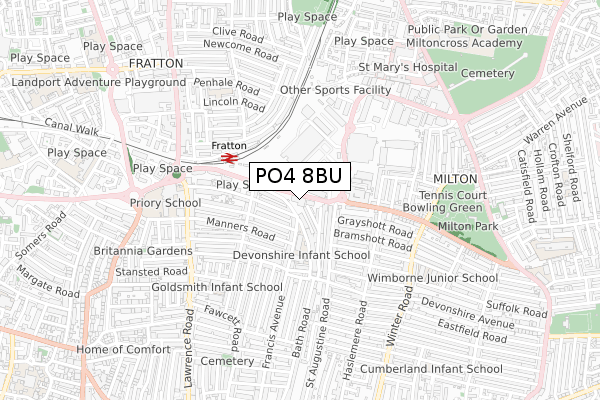 PO4 8BU map - small scale - OS Open Zoomstack (Ordnance Survey) PO4 8BU map - small scale - OS Open Zoomstack (Ordnance Survey)