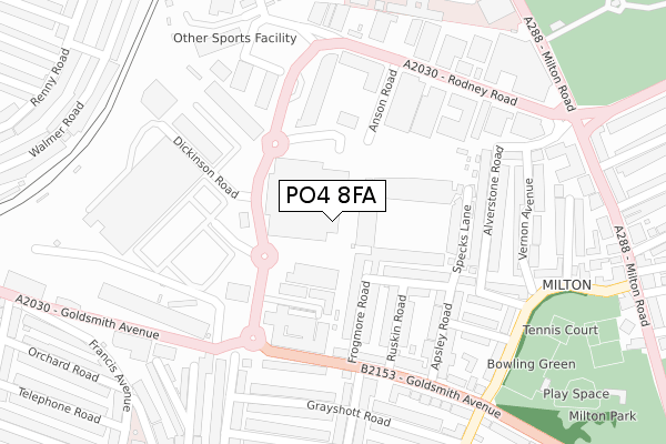 PO4 8FA map - large scale - OS Open Zoomstack (Ordnance Survey)