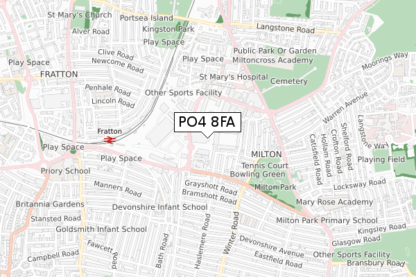 PO4 8FA map - small scale - OS Open Zoomstack (Ordnance Survey) PO4 8FA map - small scale - OS Open Zoomstack (Ordnance Survey)