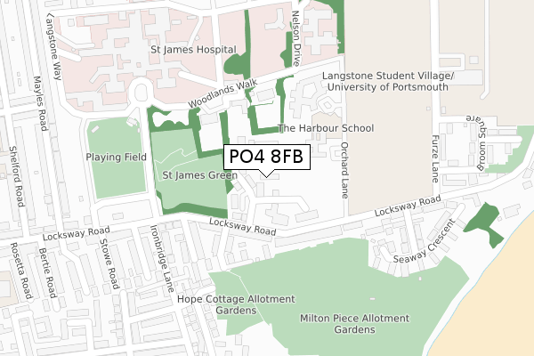 PO4 8FB map - large scale - OS Open Zoomstack (Ordnance Survey)