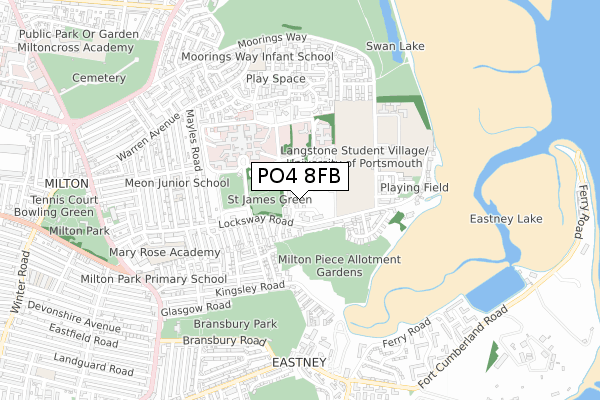 PO4 8FB map - small scale - OS Open Zoomstack (Ordnance Survey)