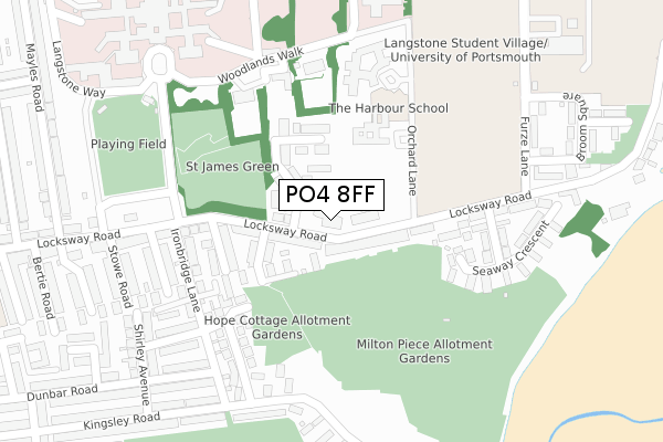 PO4 8FF map - large scale - OS Open Zoomstack (Ordnance Survey)