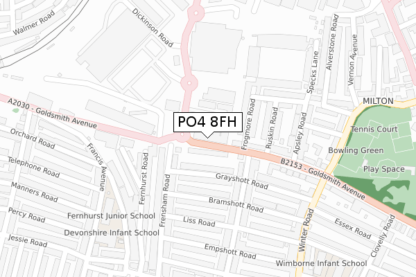 PO4 8FH map - large scale - OS Open Zoomstack (Ordnance Survey) PO4 8FH map - large scale - OS Open Zoomstack (Ordnance Survey)
