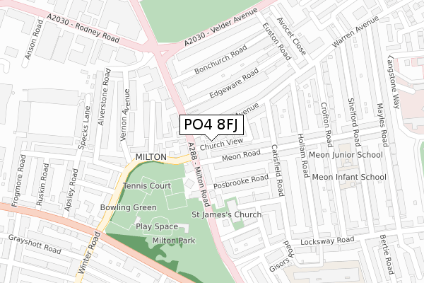 PO4 8FJ map - large scale - OS Open Zoomstack (Ordnance Survey)