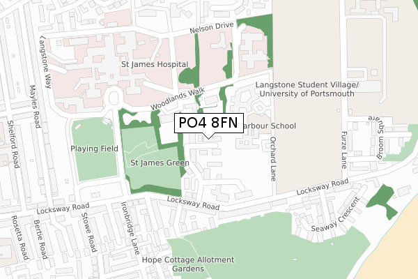 PO4 8FN map - large scale - OS Open Zoomstack (Ordnance Survey) PO4 8FN map - large scale - OS Open Zoomstack (Ordnance Survey)