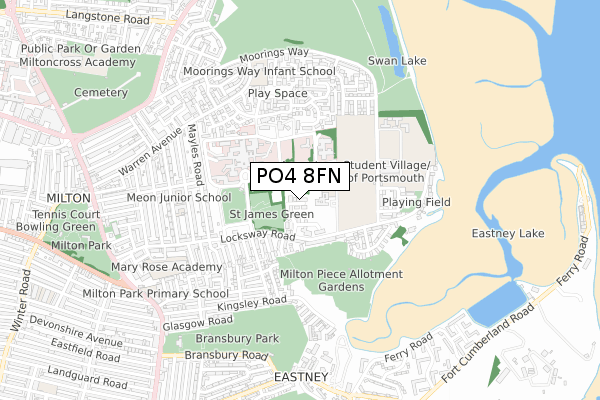 PO4 8FN map - small scale - OS Open Zoomstack (Ordnance Survey) PO4 8FN map - small scale - OS Open Zoomstack (Ordnance Survey)