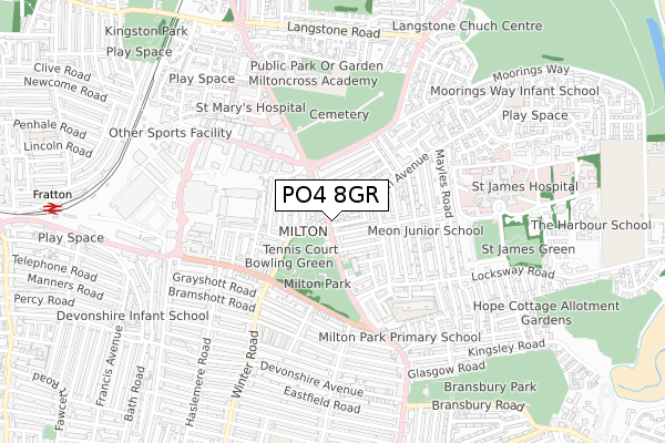 PO4 8GR map - small scale - OS Open Zoomstack (Ordnance Survey) PO4 8GR map - small scale - OS Open Zoomstack (Ordnance Survey)