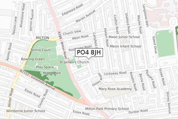 PO4 8JH map - large scale - OS Open Zoomstack (Ordnance Survey)