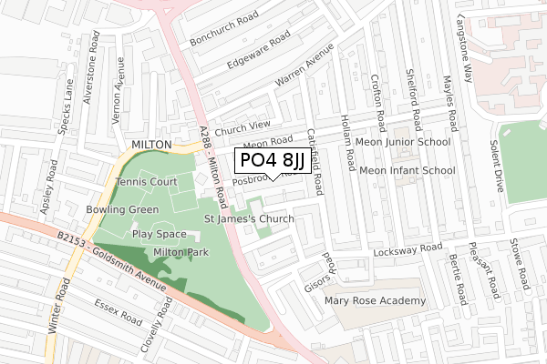 PO4 8JJ map - large scale - OS Open Zoomstack (Ordnance Survey)