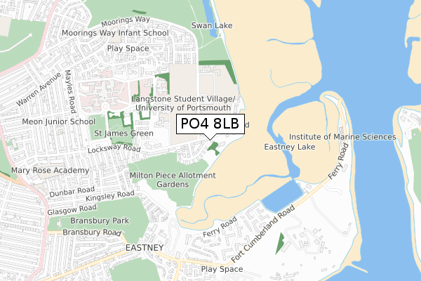 PO4 8LB map - small scale - OS Open Zoomstack (Ordnance Survey)