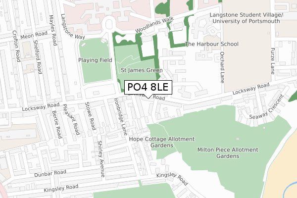 PO4 8LE map - large scale - OS Open Zoomstack (Ordnance Survey)