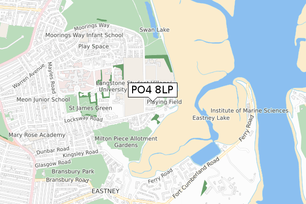 PO4 8LP map - small scale - OS Open Zoomstack (Ordnance Survey)