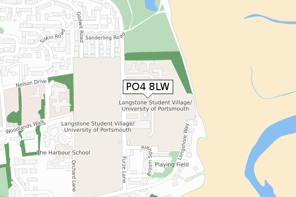 PO4 8LW map - large scale - OS Open Zoomstack (Ordnance Survey)