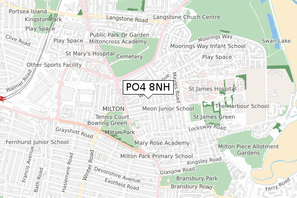 PO4 8NH map - small scale - OS Open Zoomstack (Ordnance Survey)