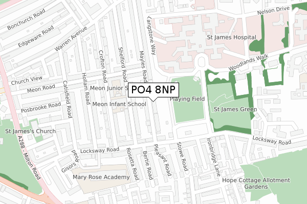 PO4 8NP map - large scale - OS Open Zoomstack (Ordnance Survey)
