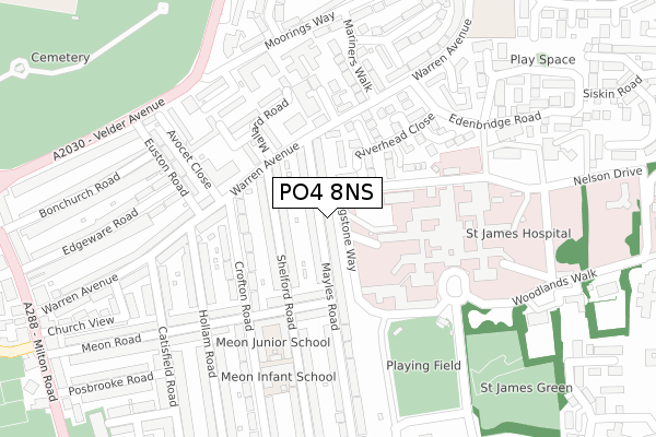 PO4 8NS map - large scale - OS Open Zoomstack (Ordnance Survey)