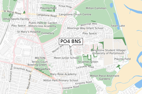 PO4 8NS map - small scale - OS Open Zoomstack (Ordnance Survey)