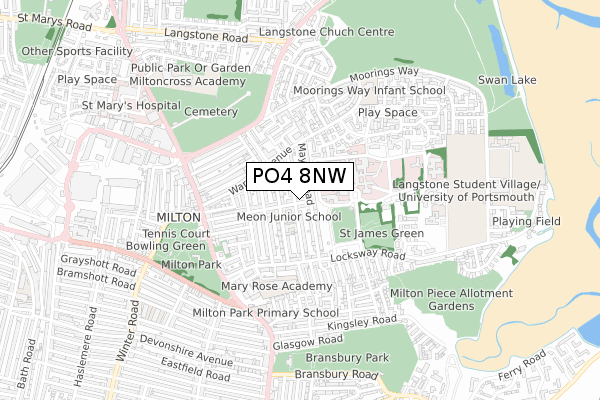 PO4 8NW map - small scale - OS Open Zoomstack (Ordnance Survey) PO4 8NW map - small scale - OS Open Zoomstack (Ordnance Survey)