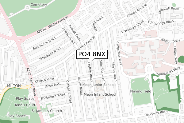 PO4 8NX map - large scale - OS Open Zoomstack (Ordnance Survey)
