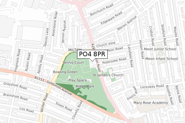 PO4 8PR map - large scale - OS Open Zoomstack (Ordnance Survey)