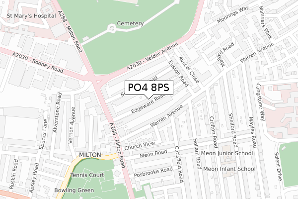 PO4 8PS map - large scale - OS Open Zoomstack (Ordnance Survey)