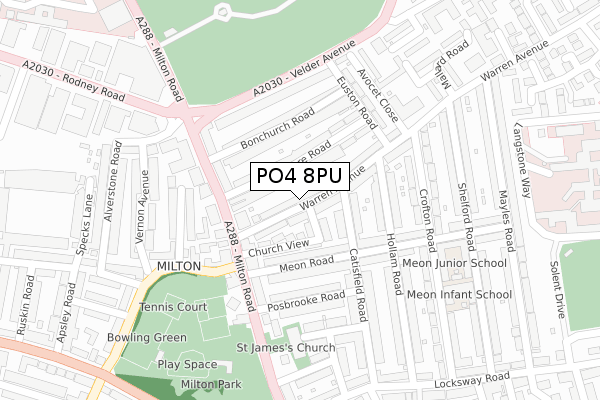 PO4 8PU map - large scale - OS Open Zoomstack (Ordnance Survey)