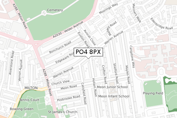 PO4 8PX map - large scale - OS Open Zoomstack (Ordnance Survey)