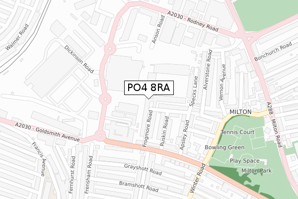 PO4 8RA map - large scale - OS Open Zoomstack (Ordnance Survey)