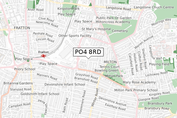 PO4 8RD map - small scale - OS Open Zoomstack (Ordnance Survey) PO4 8RD map - small scale - OS Open Zoomstack (Ordnance Survey)