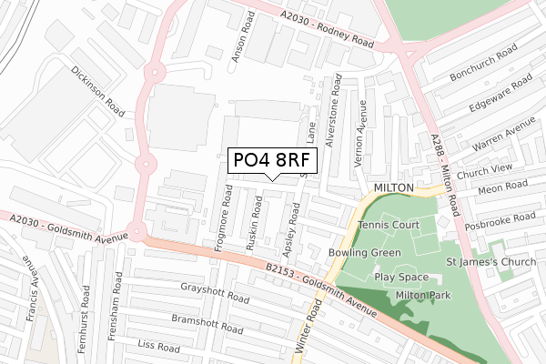 PO4 8RF map - large scale - OS Open Zoomstack (Ordnance Survey)
