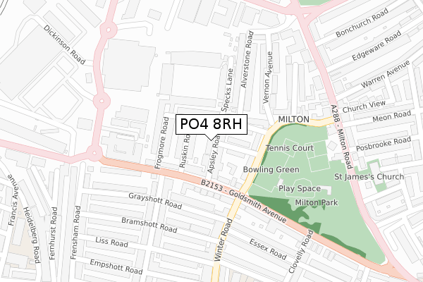 PO4 8RH map - large scale - OS Open Zoomstack (Ordnance Survey)