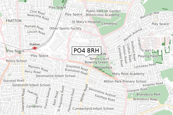 PO4 8RH map - small scale - OS Open Zoomstack (Ordnance Survey) PO4 8RH map - small scale - OS Open Zoomstack (Ordnance Survey)