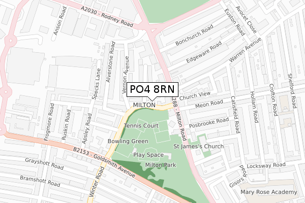 PO4 8RN map - large scale - OS Open Zoomstack (Ordnance Survey)